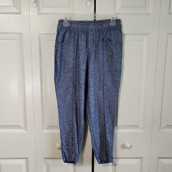 Old Navy Womens Linen Taper Chambray Pants Size SM Drawstring Casual Comfy - Picture 1 of 11